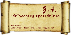 Závodszky Apollónia névjegykártya